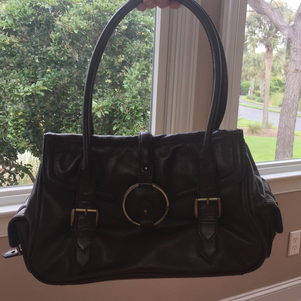 Brown leather purse.